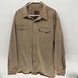 Vintage 90s Levi's Loose Fit Button Up Tan Shirt Men Shacket Workwear XXL